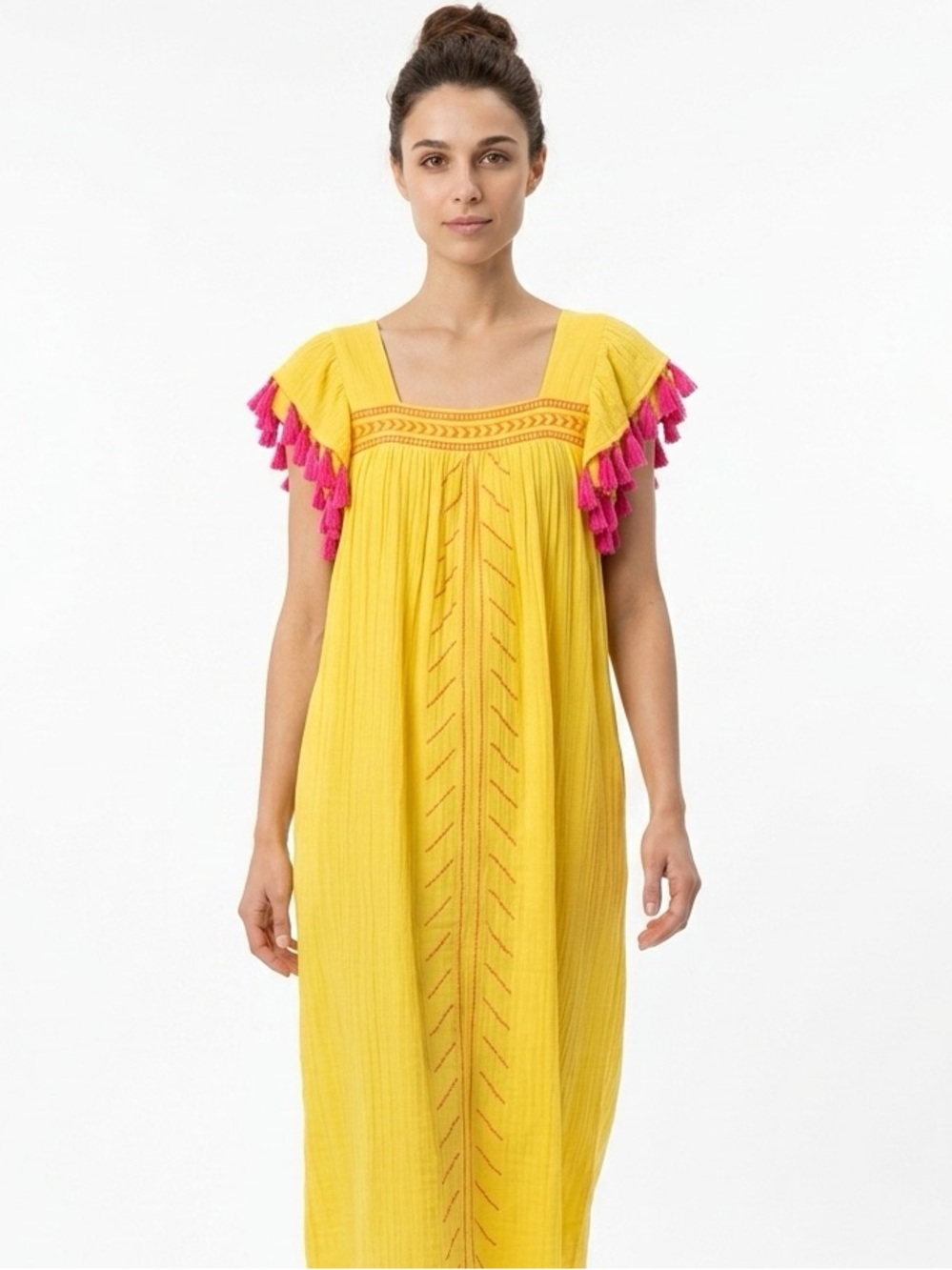 MER ST. BARTH | NEW Sandrine Dandelion Yellow Midi Dress Women’s Size Large